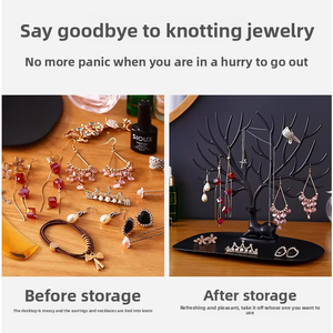 Jewelry <b>Display</b> Stand Tray Tree Storage Racks Earrings Necklaces Rings Jewelry Boxes <b>Case</b> Desktop Organizer Holder Make up Decor - Product Image 4