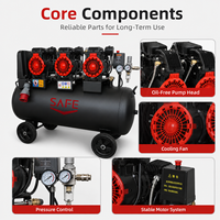 Compresseur d'air à piston sans huile portable 100L 768L/min, faible bruit, alimentation CA 220V 380V pour atelier, outils pneumatiques industriels