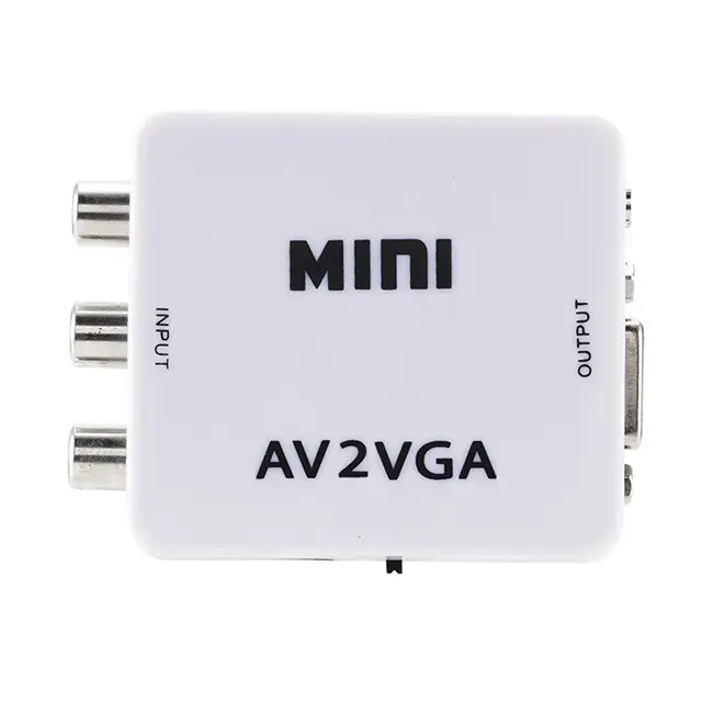 ตัวแปลงวิดีโอ AV2VGA อะแดปเตอร์แปลงวิดีโอ Micro 1080P RCA CVBS AV ไปยัง VGA พร้อมสายจ่ายไฟแบบ USB AV2VGA กล่องแปลงวิดีโอ