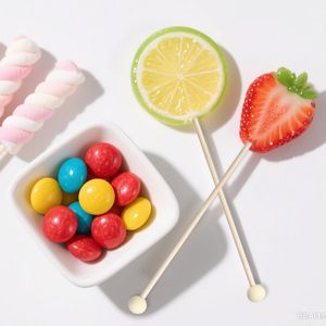 Wooden Fruit <b>Skewers</b> Small Disposable Party Cake Dessert Stirrers White Color - Product Image 4