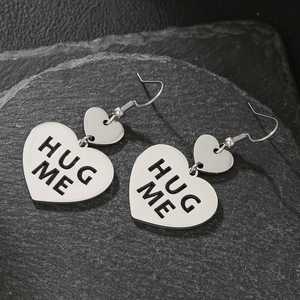 Pendientes de Acero Inoxidable en Forma de Corazón con Letras en Inglés Be Mine Sweetheart Kiss Me Hug Me, Regalo de San Valentín - Product Image 3
