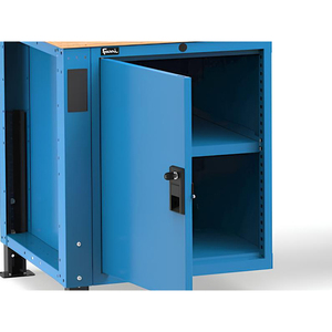 Banco de trabajo regulable Fami Master 250cm en color azul con encimera de madera, puerta y 5 cajones - Product Image 3