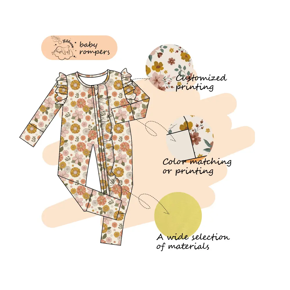 Mildream conception personnalisée nouveau-né bébé barboteuses nouveau-né à manches longues bébé coton biologique bébé pyjamas vêtements