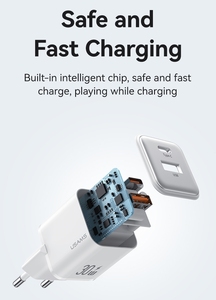 USAMS CC189 Nuevo Cargador Portátil PD30W+QC3.0 Cargador Rápido 30W Tipo C USB Cargador de Viaje para <span class=keywords><strong>iPhone</strong></span> 15 14 13 12 <span class=keywords><strong>Pro</strong></span> <span class=keywords><strong>Max</strong></span> - Product Image 3