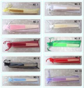 Ivory White Handheld Wedding Favor Folded Bamboo Fabric Hand Fan with Organza <b>Bag</b> Party Guests' Craft <b>Gift</b> - Product Image 6