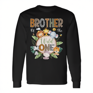 Brother Of The Wild One - Camiseta de manga larga con diseño de animales de la selva y safari para el primer cumpleaños - Product Image 2