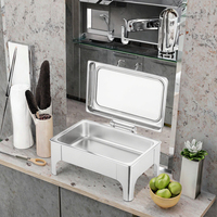 Ensemble chauffe-plat intérieur électrique carré en acier inoxydable d'une capacité de 9L pour mariages, buffets, hôtels, y compris chauffe-plats