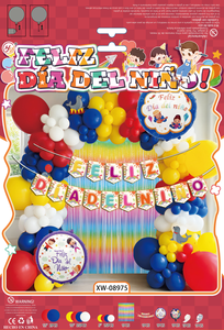 Ensemble de ballons en carton bleu, orange et violet comprenant des ballons en aluminium avec drapeaux et des ballons en latex pouvant être accrochés, vendus en <span class=keywords><strong>magasin</strong></span> et en supermarché - Product Image 2