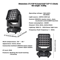 Tête mobile à LED Matrix 25 RGBW 4in1 Zoom Wash Tête mobile à LED pour DJ Light for Night Club Stage
