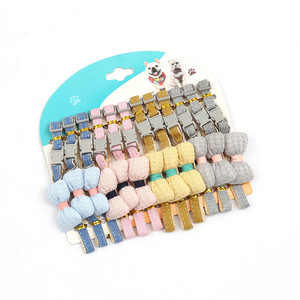 Juego de 12 piezas de Collar de gato con campanas y pajarita, Collar de gatito de liberación rápida ajustable, Collar de gato a cuadros lindo de varios colores - Product Image 3