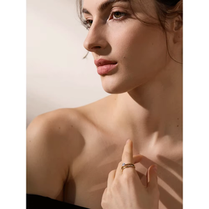 Anillos apilables sin deslustre delicado oro de 18 quilates apilable Zirconia cúbica anillo de pulgar promesa Alianzas de Boda anillos de compromiso para mujeres - Product Image 5