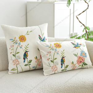 Soft Velvet Throw <strong>Pillow</strong> <strong>Cover</strong> Embroidered Flower <strong>Pillow</strong> Cases With Zipper - Product Image 6