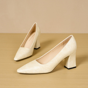 Escarpins à bout pointu et talon carré de 5 à 8 cm, en PU, chaussures de bureau, couleur unie, résistantes à l'abrasion, pour femmes - Product Image 2