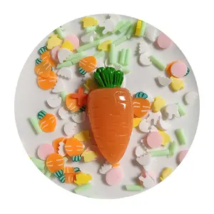Kawaii bertema massal 1 tas lucu kawii kartun sayuran bentuk wortel Resin jimat lendir untuk Aksesoris Rambut