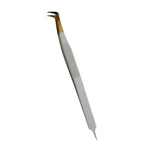 Pinzas de pestañas de acero inoxidable de uso lateral doble profesional de Venta caliente/pinzas de Punta dorada de Color blanco - Product Image 1