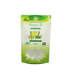 Custom Logo allentato foglia di tè verde imballaggio Stand Up Pouch sottile Detox tisana sacchetti di imballaggio con cerniera