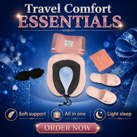 Ensemble de coussin de voyage ergonomique en mousse à mémoire de forme en forme de U JYM, kit de sommeil portable 4-en-1 pour avion, masque pour les yeux, bureau