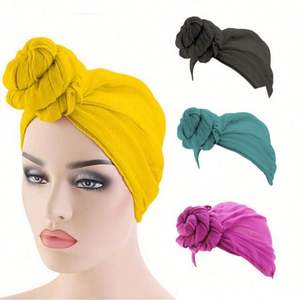 En gros, Turban, Bonnet, Foulard et Écharpe longue pour femme, ethnique, en polyester, à motif floral large, élégant, uni, extensible, pour l'extérieur - Product Image 1