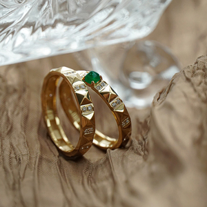 Aazuo, joyería fina auténtica, anillos de oro amarillo macizo de 18 quilates, conjunto de anillos de moda con diamantes naturales, regalo para uso diario de mujer, Au750 - Product Image 2