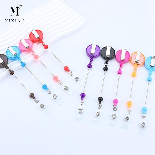DIY Beaded Badge Reel Retractable Name Card Student Office Nurse ID Name Card Badge Holder Reel