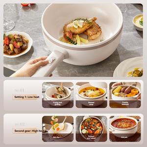 Wok Eléctrico de Gran Capacidad de 5L con Control Digital, Olla Interior de Cerámica Esmaltada, Fácil de Usar, Tapa de Vidrio Templado, 1350W, para el Hogar - Product Image 5