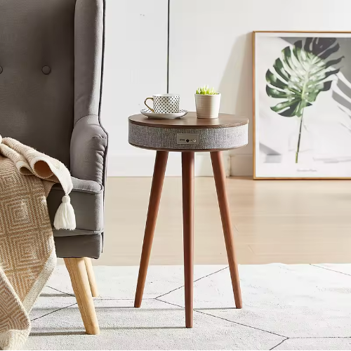 Modern MDF Wood Music Wooden Sofa Smart Coffee Table with Bluetooth Speaker Wireless Charging and USB Port for Living Room