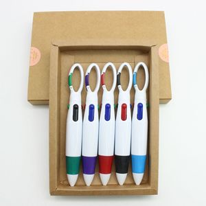 Mosquetón de plástico Shuttle Pens Bolígrafos retráctiles 4 en 1 Bolígrafos multicolores con hebilla - Product Image 4