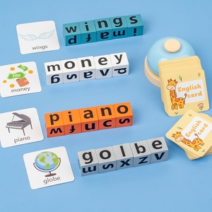 Jeu de combat <span class=keywords><strong>d</strong></span>'association des lettres de l'alphabet ABC pour la maternelle, blocs en bois, jeu <span class=keywords><strong>d</strong></span>'<span class=keywords><strong>orthographe</strong></span> avec cartes flash éducatives de mots fréquents - Product Image 1