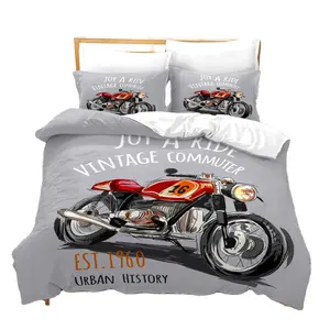 Motocross Bedding Set for Boys Motorcycle Rider Duvet Cover Soft and Durable Comforter Cover with Pillowcases