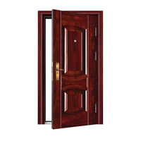 Portes Extérieures en Acier de Sécurité à Finition Bois Grainé, Design Chinois, Système de Serrure, pour Entrée d'Appartement et Utilisation Hospitalière