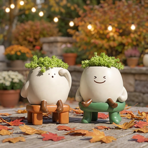 Décoration de jardin, de bureau ou de maison, design fantaisiste avec visage souriant et verdure, <span class=keywords><strong>cadeau</strong></span> unique <span class=keywords><strong>pour</strong></span> les amateurs de plantes, fait main - Product Image 6