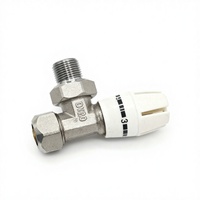 Vanne thermostatique d'angle Xingfu DN20 en laiton forgé nickelé pour radiateur, commande manuelle, contrôle haute température de l'eau, OEM