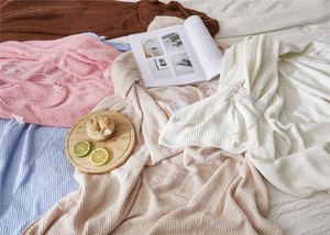 Plaid en coton tricoté doux et lisse <span class=keywords><strong>GHT</strong></span> pour lit, canapé, adultes et enfants - Product Image 3