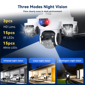 كاميرا شمسية خارجية V380Pro 4G 9 ميجابكسل 3 عدسة 3 شاشات إنذار أمان CCTV مقاوم للماء IPC مع بطارية 8 وات - Product Image 5