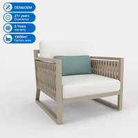 Ensemble de canapés d'extérieur modernes avec table basse, structure en aluminium, tressage en corde, mobilier de jardin pour terrasse, villa, complexe hôtelier