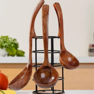 Teak Wood Spoon Set 3 Piece Long Handle Large Soup Spoon Heat Resistant Cooking <b>Tool</b> For Hot Pot Porridge Congee - Product Image 5