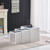Tables d'appoint modernes blanches et noires gigognes Table basse centrale en bois MDF avec verre pour meubles de salon et de maison