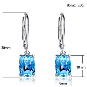 Orecchini pendenti semplici con pietra blu per donna, eleganti orecchini pendenti per uso quotidiano, gioielli da festa, vendita all'ingrosso - Product Image 4