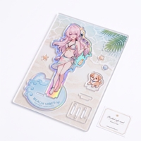 Figurine de fille anime en acrylique écologique personnalisée, sur socle à motif plage, pour affichage sur bureau, souvenir, cadeau promotionnel