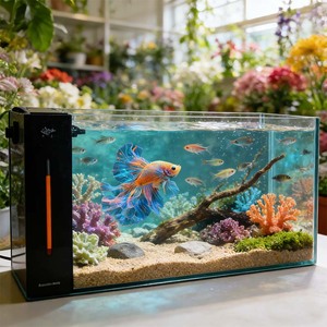 <span class=keywords><strong>Aquarium</strong></span> en verre Relaxlines améliorable de 200 L avec filtration latérale, <span class=keywords><strong>éclairage</strong></span> LED et pompe pour poissons d'eau douce - Product Image 1