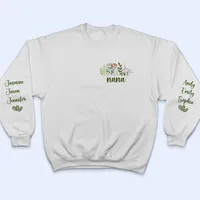 Sweat-shirt personnalisé à motif floral unisexe, pull à col rond, impression de nom personnalisée, confortable, manches longues, cadeau pour maman, grand-mère, anniversaire