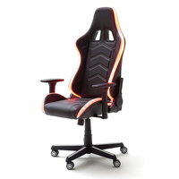 Chaise de jeu pour ordinateur à prix DDP, pas chère, avec haut-parleurs Bluetooth, LED, ergonomique, massage, chaise de travail pour ordinateur PC avec repose-pieds, noire
