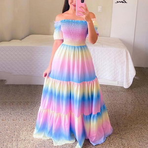 Abiti Casual Floreali da <span class=keywords><strong>Donna</strong></span> con Top a Fascia Senza Spalline, Vita Bassa, Stampa Farfalle e <span class=keywords><strong>Arcobaleno</strong></span>, MOQ 2 Pezzi - Product Image 3