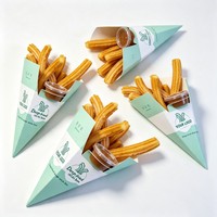 Boîte à churros en papier avec logo personnalisé et porte-sauce, emballage alimentaire en papier pour churros, gobelet à snack pour boulangerie, nourriture de rue