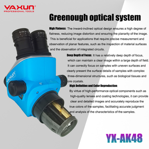 고급 광학 시스템 YAXUN YX-AK48 삼안 입체 현미경 6.5X-52X 연속 줌 산업용 PCB 모바일 수리 - Product Image 3