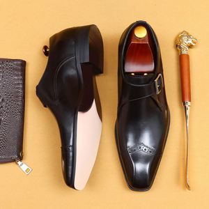 รองเท้าแบบ Monk Strap สำหรับผู้ชาย หัวเหลี่ยม หนังแท้ สายรัดหัวเข็มขัด เหมาะสำหรับใส่ทำงาน ใส่ได้ทุกฤดู - Product Image 4