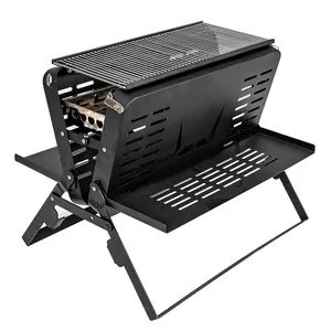 Barbecue Mini Charcoal Grill Portable Folding BBQ Grill Outdoor Grill Tools For Camping Hiking Picnics Black
