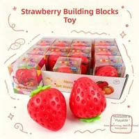 Blocs de construction réalistes en forme de fraise, jouet sensoriel moelleux et croustillant, blocs de fruits DIY, jouet à presser, cadeau fantaisie pour enfants
