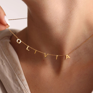 eManco Collana con Nome Personalizzato in Acciaio Inossidabile, Ciondolo a Goccia con Lettera Personalizzata, Placcato Argento/Oro, Consegna in 5 Giorni, Dropshipping - Product Image 4
