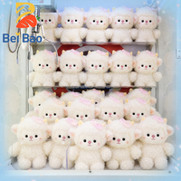 Peluche certifiée CE CPC, mouton bouclé de 8 pouces, adorable jouet en peluche agneau avec nœud rose, poupée à griffes d'arcade
